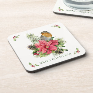 Red Robin Poinsettia Kerstmis Bier Onderzetter