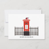Red Robin Post Box Wedding RSVP Kaartje (Voorkant)