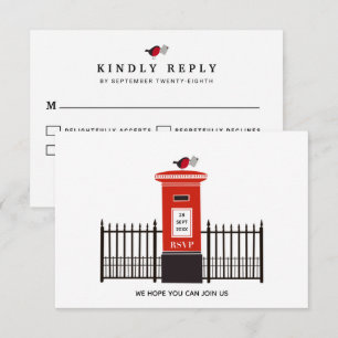 Red Robin Post Box Wedding RSVP Kaartje