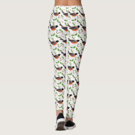 Red Robin Seasons Greetings Elegant White Bird Leggings