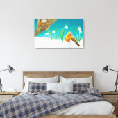 Red Robin Spring Snowdrops Illustratie Canvas Afdruk (Insitu (Slaapkamer))