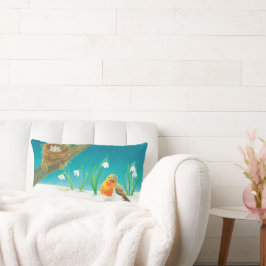 Red Robin Spring Snowdrops Kussen