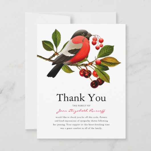 Red Robin | Sympathie vogel Dank u Bedankkaart (Voorkant)