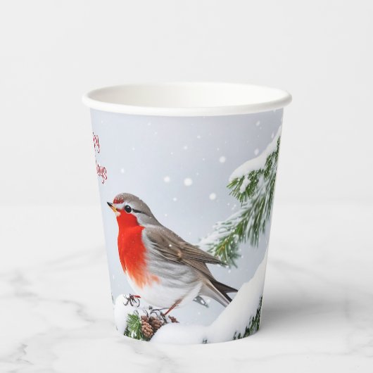 Red Robin Vakantie Kerst Papier Cups Papieren Bekers (Achterkant)