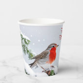 Red Robin Vakantie Kerst Papier Cups Papieren Bekers (Voorkant)