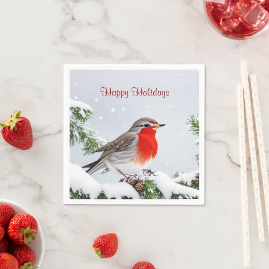 Red Robin Vakantie Kerstmis Papier Servet (Insitu)