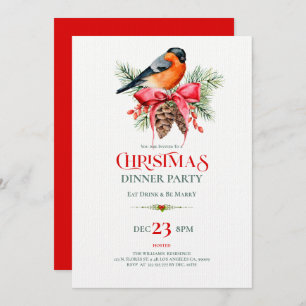 Red Robin with pinecones Christmas Design Kaart