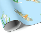 Red Robins en Snowdrops Cadeaupapier (Rol Hoek)