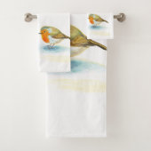 Red Robins in Winter Kitchen Towel Bad Handdoek (Insitu)