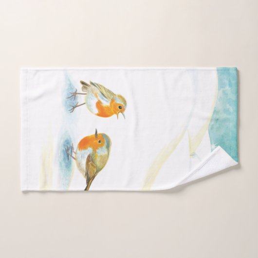 Red Robins in Winter Kitchen Towel Bad Handdoek (Handdoek)