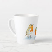 Red Robins in Winter small Latte Mok (Linkerhoek)