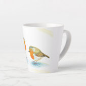 Red Robins in Winter small Latte Mok (Rechterhoek)