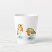 Red Robins in Winter small Latte Mok (Voorkant)