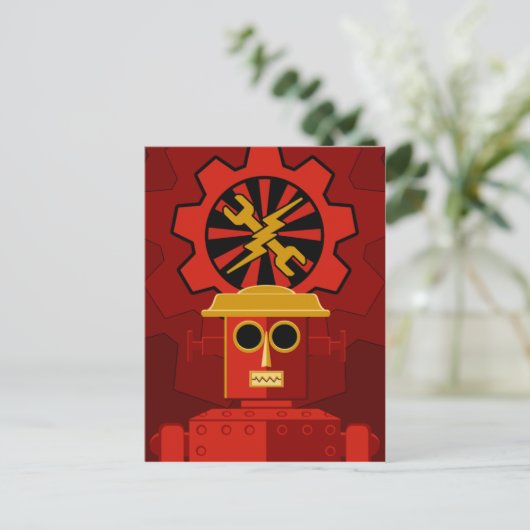 Red Robot Briefkaart (Staand voorkant)