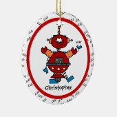 Red Robot Personalized Boy kerstversiering Keramisch Ornament (Rechts)