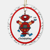Red Robot Personalized Boy kerstversiering Keramisch Ornament (Links)