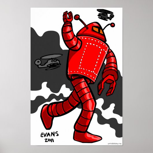 Red Robot Rampaging Poster (Voorkant)
