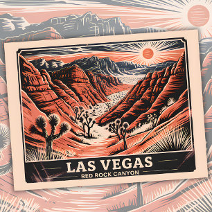 Red Rock Canyon Las Vegas Retro Vintage Travel WPA Briefkaart