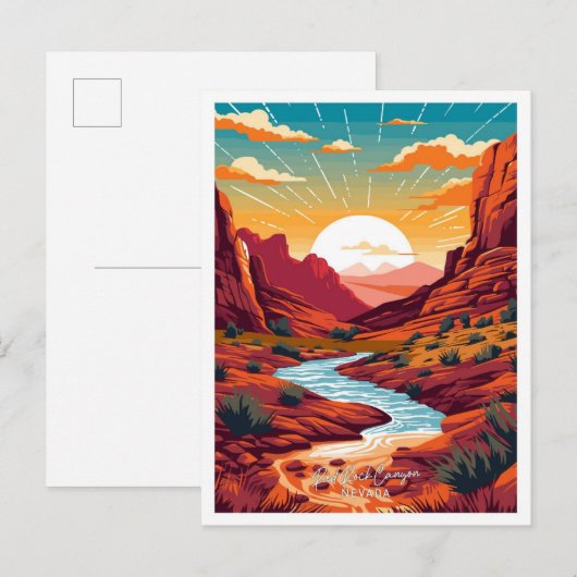 Red Rock Canyon Nevada Travel  illustratie Briefkaart (Voorkant / Achterkant)