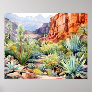 Red Rock Canyon Nevada Waterverf Landscape Poster