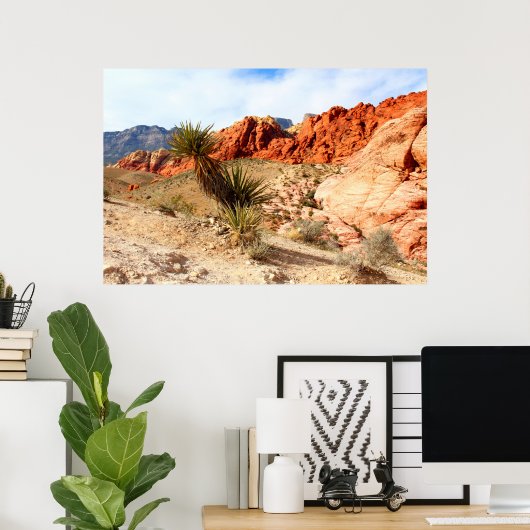 Red Rock Canyon Spring Mountains Background Poster (Thuiskantoor)