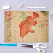  Red Rock Fish Floral Flowers Franse Tissuepapier (Craft)