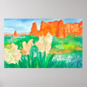 Red Rock Mountains Southwest Desert Waterverf Poster (Voorkant)