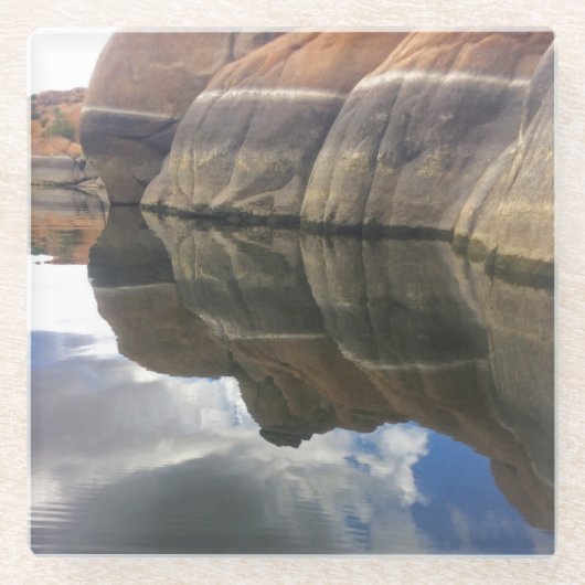 Red Rock Reflections Calm Lake Water Southwest Glazen Onderzetter (Voorkant)