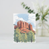 Red Rock, Sedona, Arizona, Potloodtekening Briefkaart (Staand voorkant)