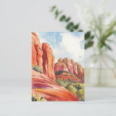 Red Rock, Sedona, Arizona, Waterverf schilderkunst Briefkaart (Staand voorkant)
