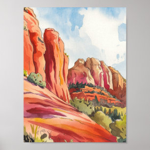 Red Rock, Sedona, Arizona, Waterverf schilderkunst Poster