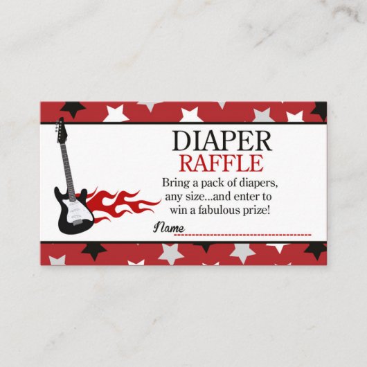 Red Rock Star Baby shower Diaper Raffle Informatiekaartje (Voorkant)