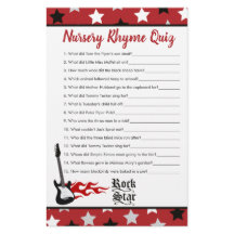 Red Rock Star Baby shower Nursery Rhyme Quiz