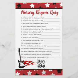 Red Rock Star Baby shower Nursery Rhyme Quiz