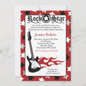 Red Rock Star Guitar Rock a Bye Shower Uitnodiging (Voorkant)