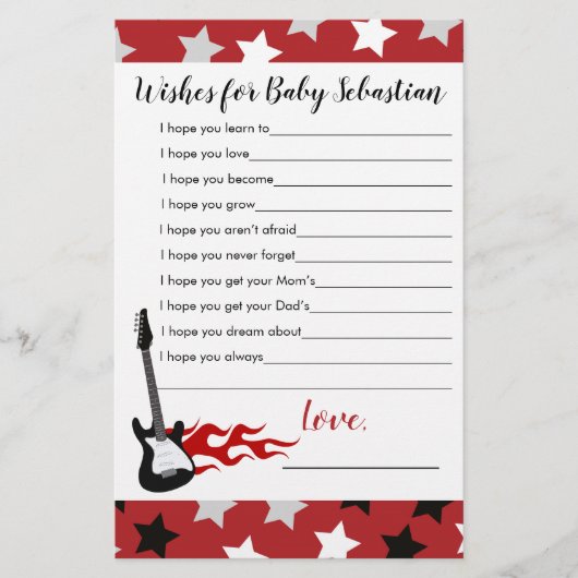Red Rock Star Music Baby shower Wishes for Baby (Voorkant)