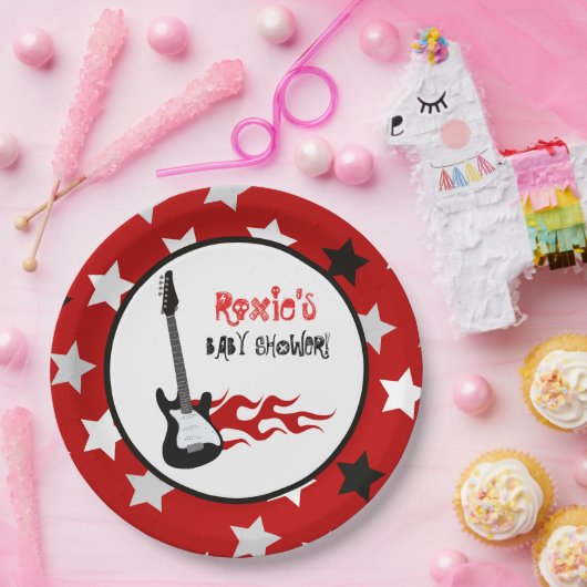 Red Rock Star Rock-a-bye Paper Borden Papieren Bordje (Feest)