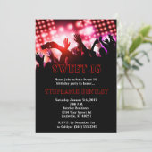 Red Rock Star Sweet 16 Birthday Invitation Kaart (Staand voorkant)