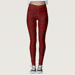 Red Rockabilly Psychobilly Leopard Print Punk Leggings