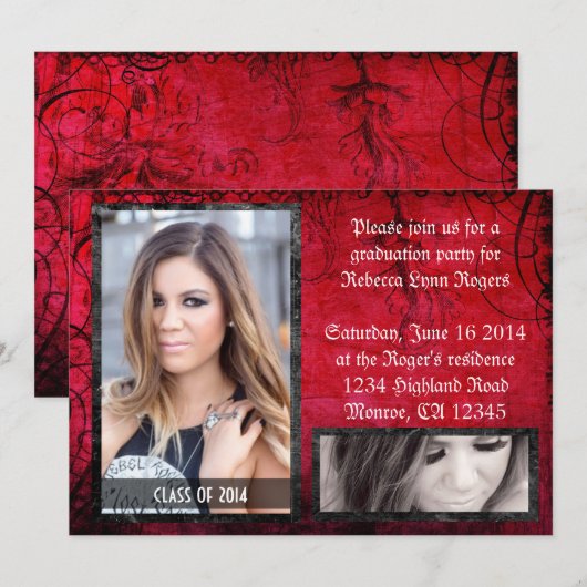 Red Rocker Photo Overlay Kaart (Voorkant / Achterkant)