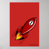 "Red Rocket 01" - Rood Poster uit de Rocket-reeks (Voorkant)