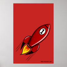 "Red Rocket 01" - Rood Poster uit de Rocket-reeks