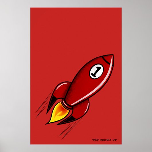 "Red Rocket 01" - Rood Poster uit de Rocket-reeks (Voorkant)