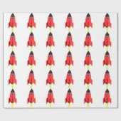 Red Rocket Blast Off Cadeaupapier (Vlak)