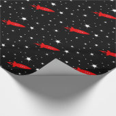 Red Rocket in Space Cadeaupapier (Hoek)