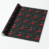 Red Rocket in Space Cadeaupapier (Uitgerold)