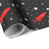 Red Rocket in Space Cadeaupapier (Rol Hoek)