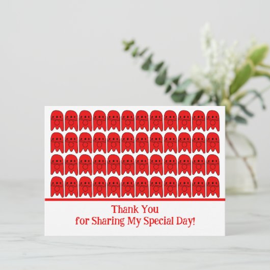 Red Rocket Ship Verjaardagsfeest Bedankkaart (Staand voorkant)