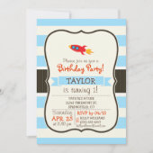 Red Rocket Space Ship; lichtblauwe strepen Kaart (Voorkant)