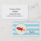 Red Rocket Space Ship; lichtblauwe strepen Visitekaartje (Voorkant / Achterkant)